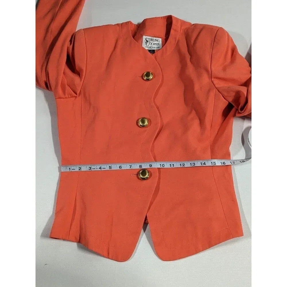 Vintage 90s Coral Peplum Blazer‎ & Skirt Suit Old Money Size 12 Academia